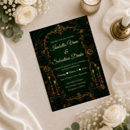 Convite Casamento de Luxo de Outono Esmeralda Encantada