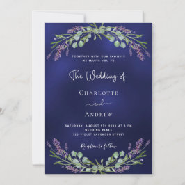 Convite Casamento de luxo de RSVP de lavanda azul-verde