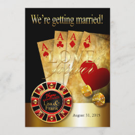 Convite Casamento de Luxo em Las Vegas | vermelho dourado