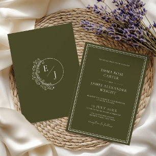 Convite Casamento de Luxo em Verde Oliva com Dinheiro Anti