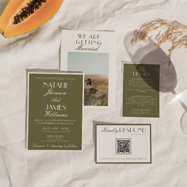 Convite Casamento de Luxo em Verde Oliva com Dinheiro Anti (Criador carregado)