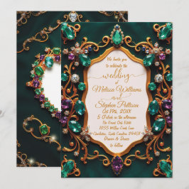 Convite Casamento de luxo Emerald & Sapphire