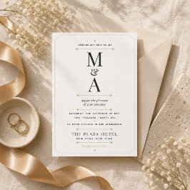 Convite Casamento de Luxo Minimalista com Monograma Editáv