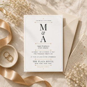 Convite Casamento de Luxo Minimalista com Monograma Editáv