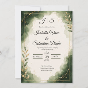 Convite Casamento de Luxo Minimalista Esmeralda Elegante