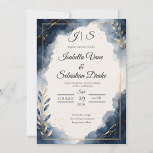Convite Casamento de Luxo Minimalista Safira Elegante