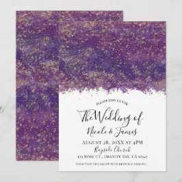 Convite Casamento de Luxo Moderno com Salpicos de Dourado 