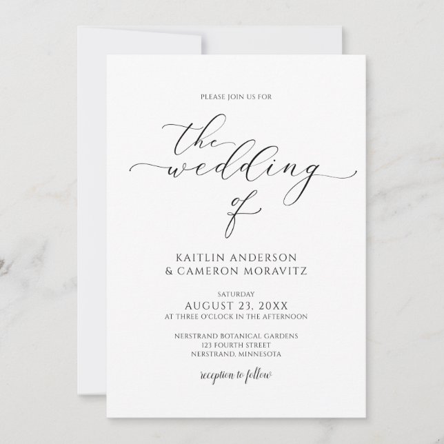 Convite Casamento de Luxo Moderno Elegante Caligrafia Scri (Frente)