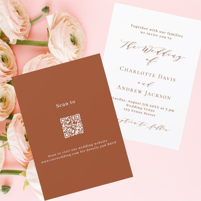 Convite Casamento de luxo QR RSVP RSVP com script branco l (Criador carregado)