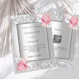 Convite Casamento de luxo RSVP com código de QR floral cor