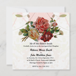 Convite Casamento de Luxury Linen rosa