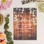 Convite Casamento de Luzes de Corda de Madeira Rústica<br><div class="desc">Este modelo de convite de casamento inspirado no rustic boho mostra luzes de cordas com um fundo de madeira marrom rústico. Todo estilo de texto,  cores,  tamanhos podem ser modificados para ajustado das suas necessidades.</div>