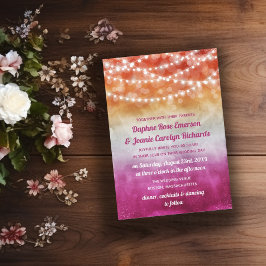 Convite Casamento de Luzes de Corda Lésbica Flag Ombre