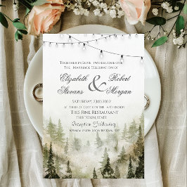 Convite Casamento de Luzes de Cordão, Floresta, Árvores de