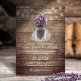 Convite Casamento de Luzes de Cordas Florais de Lavanda Ru