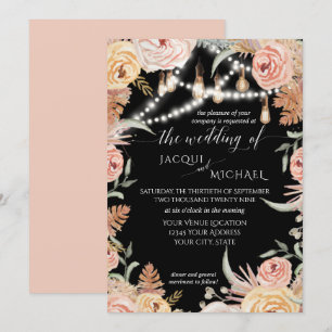 Convite Casamento De Luzes De Edison Twinkle Floral Grass 
