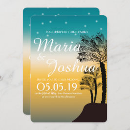 Convite Casamento de Luzes Estreladas de Palmeiras de Prai