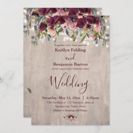Convite Casamento de Luzes Florais De Madeira Rústica