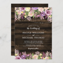 Casamento de Luzes Florais Roxas Rústicas