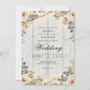 Convite Casamento de Luzes Florais Rustic String