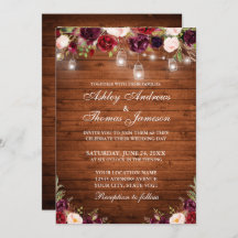 Casamento De Luzes Florais Rustic Wood Burgundy