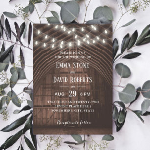 Convite Casamento de Luzes Vintage Barn da Corrente