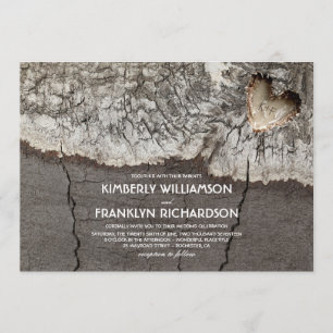 Convite Casamento de madeira cinzelado rústico da árvore