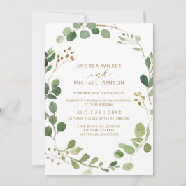 Convite Casamento de Madeira com Eucalipto em Aquarela Rús