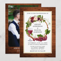 Casamento de Madeira com Uvas Florais de Aquarela