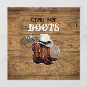 Convite Casamento de madeira de celeiro Rústico País cowbo