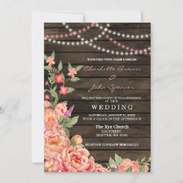 Convite Casamento de Madeira de Peony Barn, País Russo