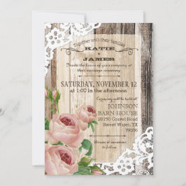 Convite Casamento de madeira e Rosas