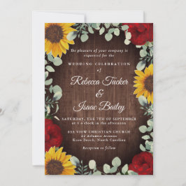 Convite Casamento de Madeira Eucalyptus Rosa vermelha Sunf