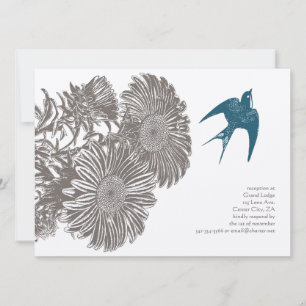 Convite Casamento de Madeira Flutuante Flor Vintage e Páss