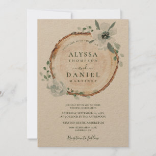 Convite Casamento de madeira russa por aquarela