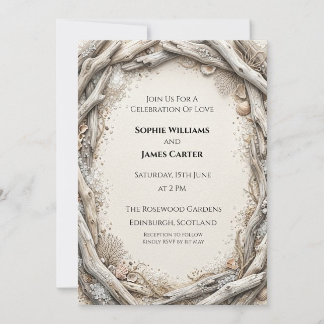 Convite Casamento de Madeira Rústica (Frente)