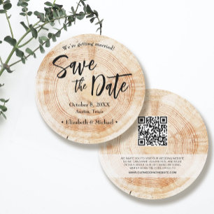 Convite Casamento de Madeira Rústica Save the date com sit