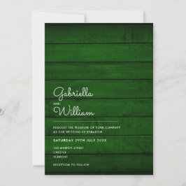 Convite Casamento de Madeira Simples Rústico Verde Esmeral