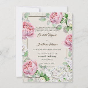 Convite Casamento de madeiras brancas russas e de rosas ro
