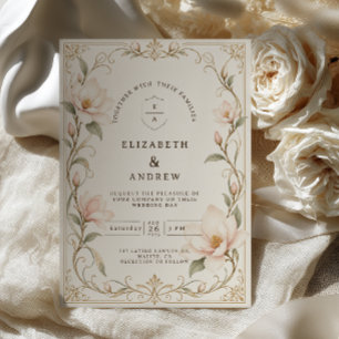 Convite Casamento de Magnólia Art Nouveau