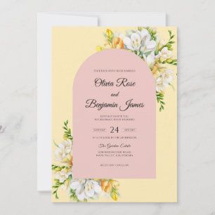 Convite Casamento de Magnólia Creme Malva