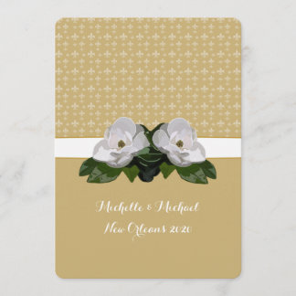 Convite Casamento de Magnolia Flower Fleur de Lis