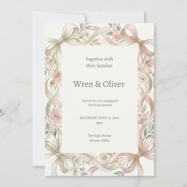 Convite Casamento de Magnólia Rosa (Frente)