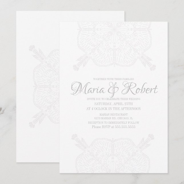 Convite Casamento de Mandala Art Boho minimo da Boêmia (Frente/Verso)