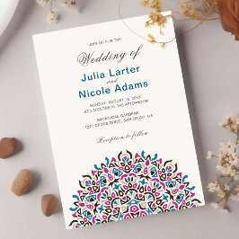 Convite Casamento de Mandala Geométrico de Lattice em Marr