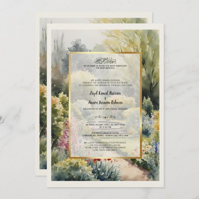 Convite Casamento de Maneira Silvestindo Aquarela Personal (Frente/Verso)