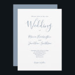 Convite Casamento de Manuscrito Azul Mínimo Dusty<br><div class="desc">Este cartão de convite para casamento,  simples e elegante,  apresenta um design moderno e mínimo tipográfico com um esquema de cor azul empoeirado. Pronto para personalizar com os detalhes do seu dia especial. Navegue no Conjunto de Casamentos de Script Moderno Azul Dusty para obter itens de papelaria correspondentes.</div>