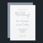 Convite Casamento de Manuscrito Azul Mínimo Dusty<br><div class="desc">Este cartão de convite para casamento,  simples e elegante,  apresenta um design moderno e mínimo tipográfico com um esquema de cor azul empoeirado. Pronto para personalizar com os detalhes do seu dia especial. Navegue no Conjunto de Casamentos de Script Moderno Azul Dusty para obter itens de papelaria correspondentes.</div>
