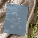 Convite Casamento de Manuscrito Azul Moderno Minimalista<br><div class="desc">Convite para Casamento de Script Azul Moderno Minimalista Dusty</div>