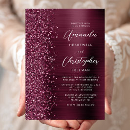 Convite Casamento de Manuscrito com Glitter Metálico Bruto